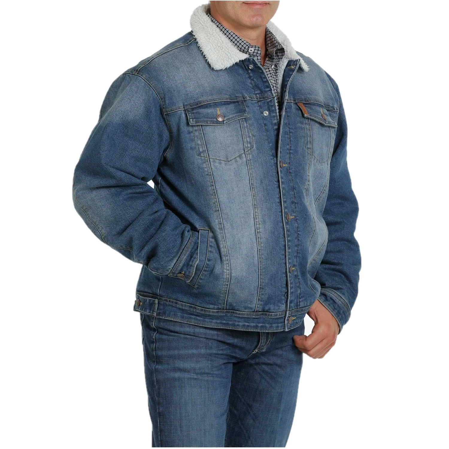 Cinch Men's Sherpa Lined Denim Jacket MWJ1549001 1 Cinch Men's Sherpa Lined Denim Jacket MWJ1549001