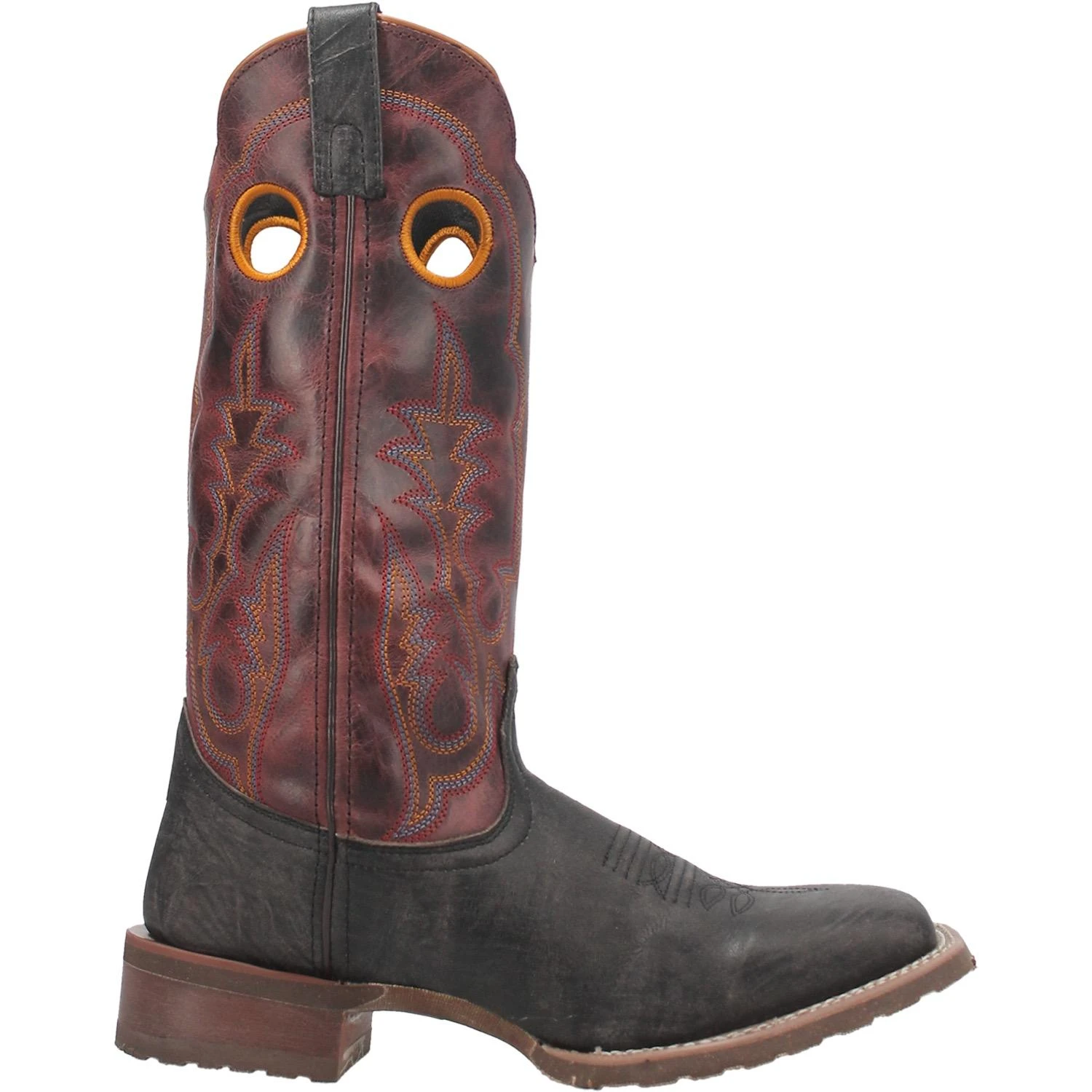 Dan Post Men's Isaac Black And Distressed Maroon Square Toe Boots 7965 4 Dan Post Men's Isaac Black And Distressed Maroon Square Toe Boots 7965 - Image 4