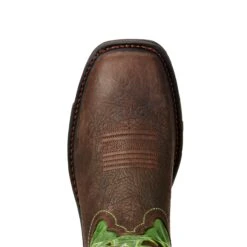 Ariat® Men's WorkHog Wide Square Toe Brown & Green Work Boots 10020083 -Ariat Style 10020083 toe