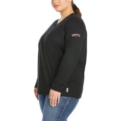 Ariat® Ladies Fire Resistant AC Black Crew Shirt 10025382 -Ariat Style 10025382 front plus