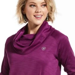 Ariat® Ladies Conquest Cowl Neck Imperical Violet Sweatshirt 10032856 -Ariat Style 10032856 detail02