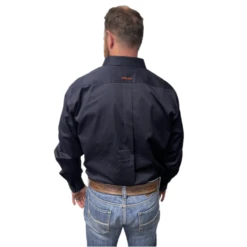 Ariat® Men's Team Logo Service Navy Twill Long Sleeve Shirt 10037392 -Ariat Style 10037392 2