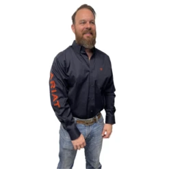 Ariat® Men's Team Logo Service Navy Twill Long Sleeve Shirt 10037392