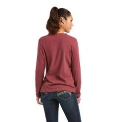 Ariat Ladies REAL Long Sleeve Fig Galaxy Red Logo Tee 10037523 6 Ariat Ladies REAL Long Sleeve Fig Galaxy Red Logo Tee 10037523 -Ariat Style 10037523 back
