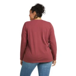 Ariat Ladies REAL Long Sleeve Fig Galaxy Red Logo Tee 10037523 7 Ariat Ladies REAL Long Sleeve Fig Galaxy Red Logo Tee 10037523 -Ariat Style 10037523 back plus