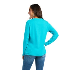 Ariat Ladies REAL Long Sleeve Lake Blue Logo Tee 10037524 -Ariat Style 10037524 back
