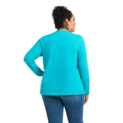 Ariat Ladies REAL Long Sleeve Lake Blue Logo Tee 10037524 -Ariat Style 10037524 back plus