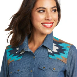 Ariat Ladies REAL Vivacious Indigo Denim Button Down Shirt 10037584 -Ariat Style 10037584 01