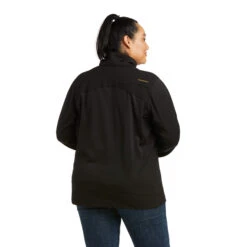 Ariat Ladies Rebar Dri-Tech DuraStretch Hybrid Black Jacket 10037600 -Ariat Style 10037600 back plus