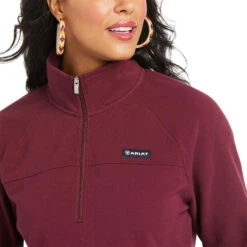 Ariat Ladies REAL Comfort Wine Red 1/2 Zip Sweatshirt 10037749 -Ariat Style 10037749 01