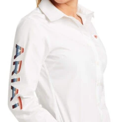 Ariat® Ladies Team Kirby Long Sleeve Stretch White Shirt 10037926 -Ariat Style 10037926 01