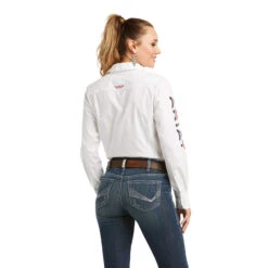 Ariat® Ladies Team Kirby Long Sleeve Stretch White Shirt 10037926 -Ariat Style 10037926 back