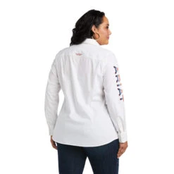Ariat® Ladies Team Kirby Long Sleeve Stretch White Shirt 10037926 -Ariat Style 10037926 back plus
