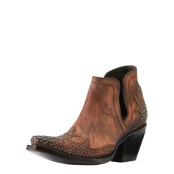 Ariat Ladies Dixon Chocolate Wingtip Western Booties 10038306 -Ariat Style 10038306 3 4 front