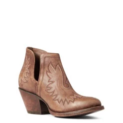 Ariat Ladies Dixon R Toe Naturally Distressed Brown Bootie 10038307 -Ariat Style 10038307 medial