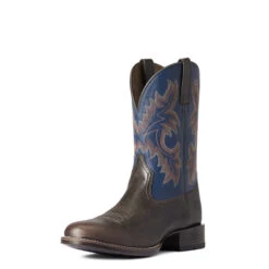 Ariat Men's Stockman Ultra Wicker/Federal Blue Western Boots 10038366 -Ariat Style 10038366 3 4 front