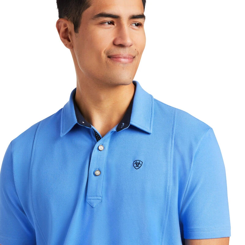 Ariat® Men's Medal Short Sleeve Reykjavik Blue Polo Shirt 10039497 3 Ariat® Men's Medal Short Sleeve Reykjavik Blue Polo Shirt 10039497 - Image 3