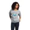 Ariat® Ladies REAL Pacific Steerhead Heather Grey Sweatshirt 10039792