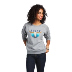Ariat® Ladies REAL Pacific Steerhead Heather Grey Sweatshirt 10039792