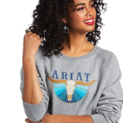 Ariat® Ladies REAL Pacific Steerhead Heather Grey Sweatshirt 10039792 -Ariat Style 10039792 3