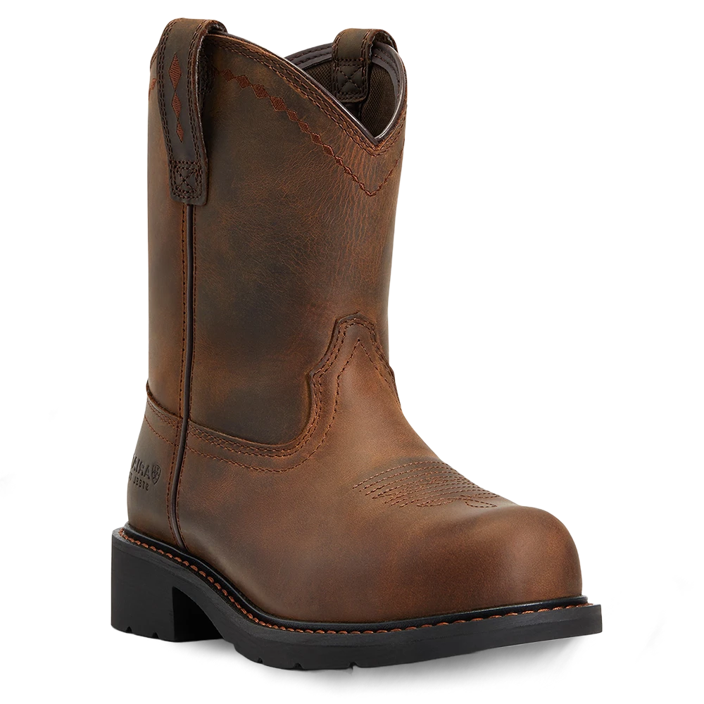 Ariat Ladies Fatbaby® Distressed Brown Pull On Steel Toe Work Boots 10040431 1 Ariat Ladies Fatbaby® Distressed Brown Pull On Steel Toe Work Boots 10040431