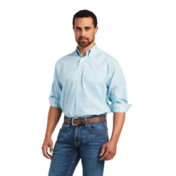 Ariat® Men's Classic Fit Solid Pinpoint Blue Button Up Shirt 10040586