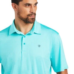 Ariat Men's Charger 2.0 Drift Turquoise Polo Shirt 10040593 -Ariat Style 10040593 01
