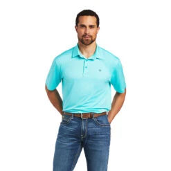 Ariat Men's Charger 2.0 Drift Turquoise Polo Shirt 10040593