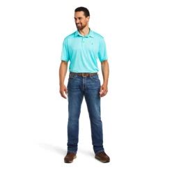 Ariat Men's Charger 2.0 Drift Turquoise Polo Shirt 10040593 -Ariat Style 10040593 full