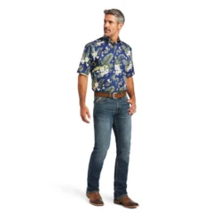 Ariat® Men's Wrinkle Free Ephraim Blue Button Down Shirt 10040725 -Ariat Style 10040725C