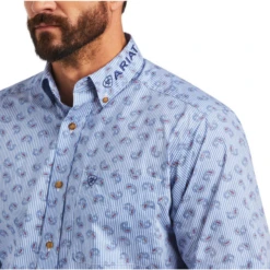 Ariat® Men's Team Farran Blue Button Down Shirt 10040789 -Ariat Style 10040789b