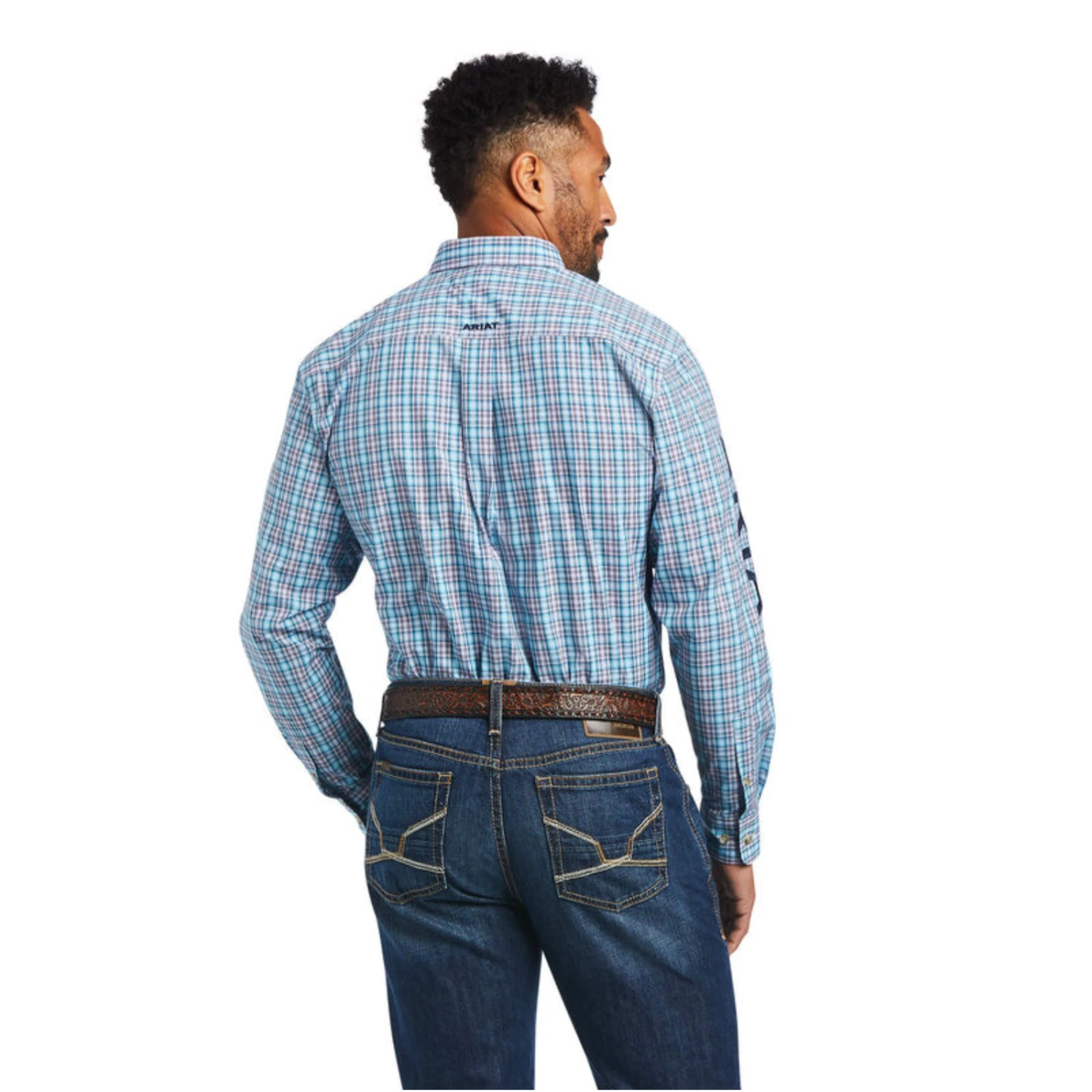 Ariat® Men's White Fitted Pro Team Button Down Shirt 10040791 2 Ariat® Men's White Fitted Pro Team Button Down Shirt 10040791 - Image 2