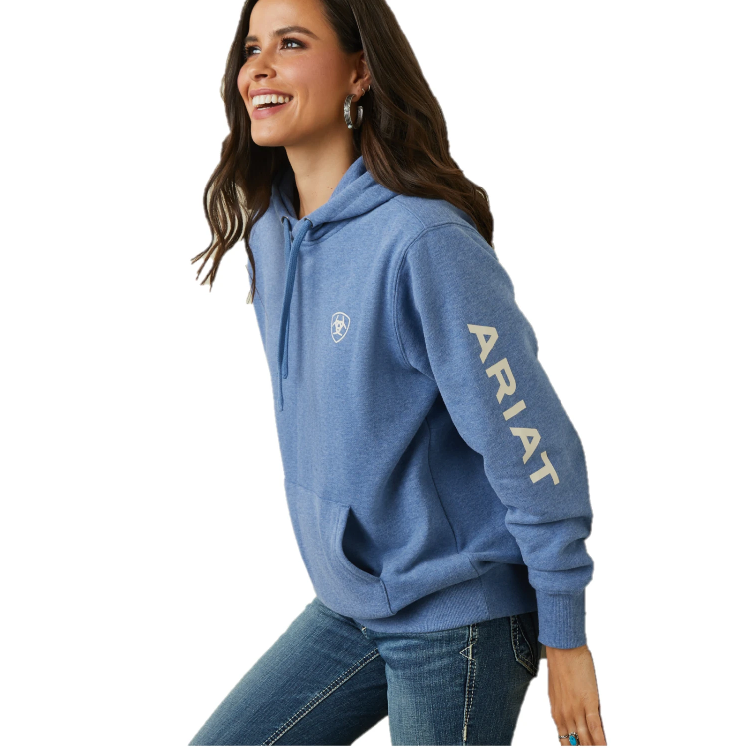 Ariat® Ladies Logo Blue Heather Hoodie 10040814 3 Ariat® Ladies Logo Blue Heather Hoodie 10040814 - Image 3