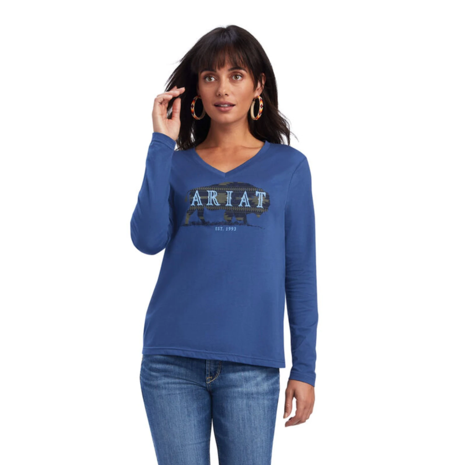 Ariat Ladies R.E.A.L™ Chest Logo Relaxed True Navy T-shirt 10041336 1 Ariat Ladies R.E.A.L™ Chest Logo Relaxed True Navy T-shirt 10041336