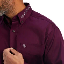 Ariat Men's Beet Purple Team Logo Button Down Shirt 10041530 -Ariat Style 10041530 01