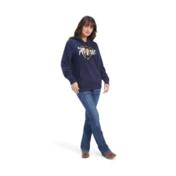 Ariat® Ladies R.E.A.L Shield Logo Navy Pullover Hoodie 10041679 -Ariat Style 10041679c