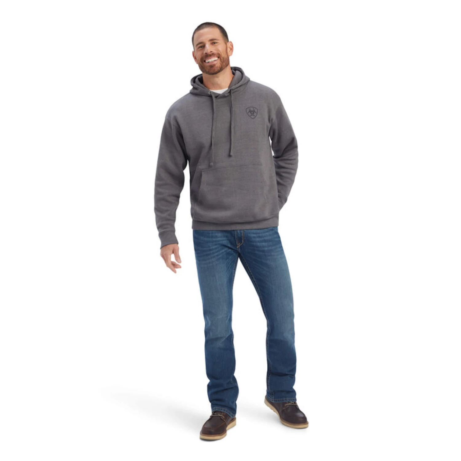 Ariat® Men's EST Block Charcoal Grey Pullover Hoodie 10041723 4 Ariat® Men's EST Block Charcoal Grey Pullover Hoodie 10041723 - Image 4