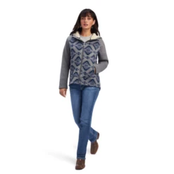 Ariat® Ladies R.E.A.L.™ Mccall Aztec Full Zip Heather Grey Jacket 10041806 -Ariat Style 10041806a