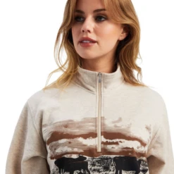 Ariat® Ladies R.E.A.L.™ Wheat Heather Scenic 1/2 Zip Pullover 10041811 -Ariat Style 10041811d