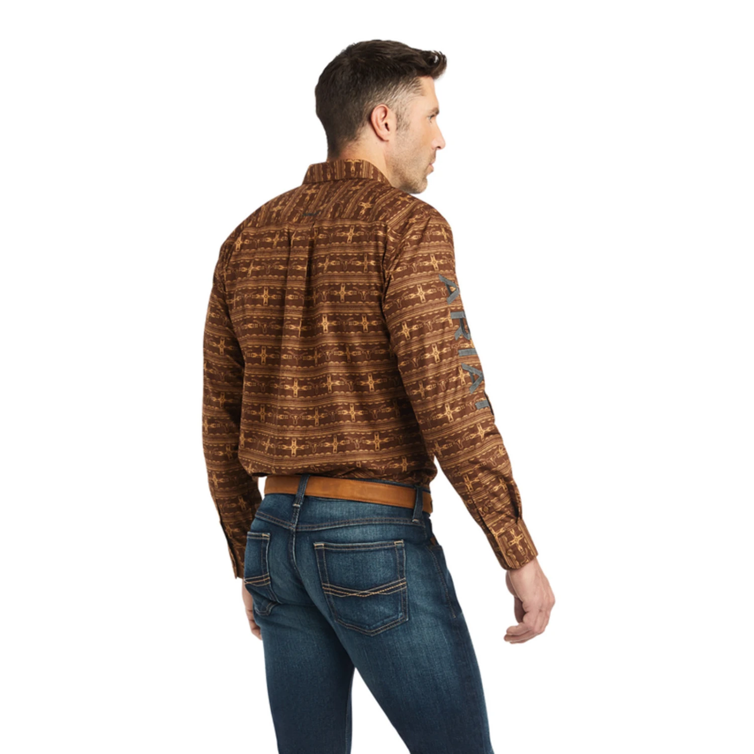 Ariat® Men's Team Toffee Brown Colter Fitted Button Down Shirt 10042353 2 Ariat® Men's Team Toffee Brown Colter Fitted Button Down Shirt 10042353 - Image 2