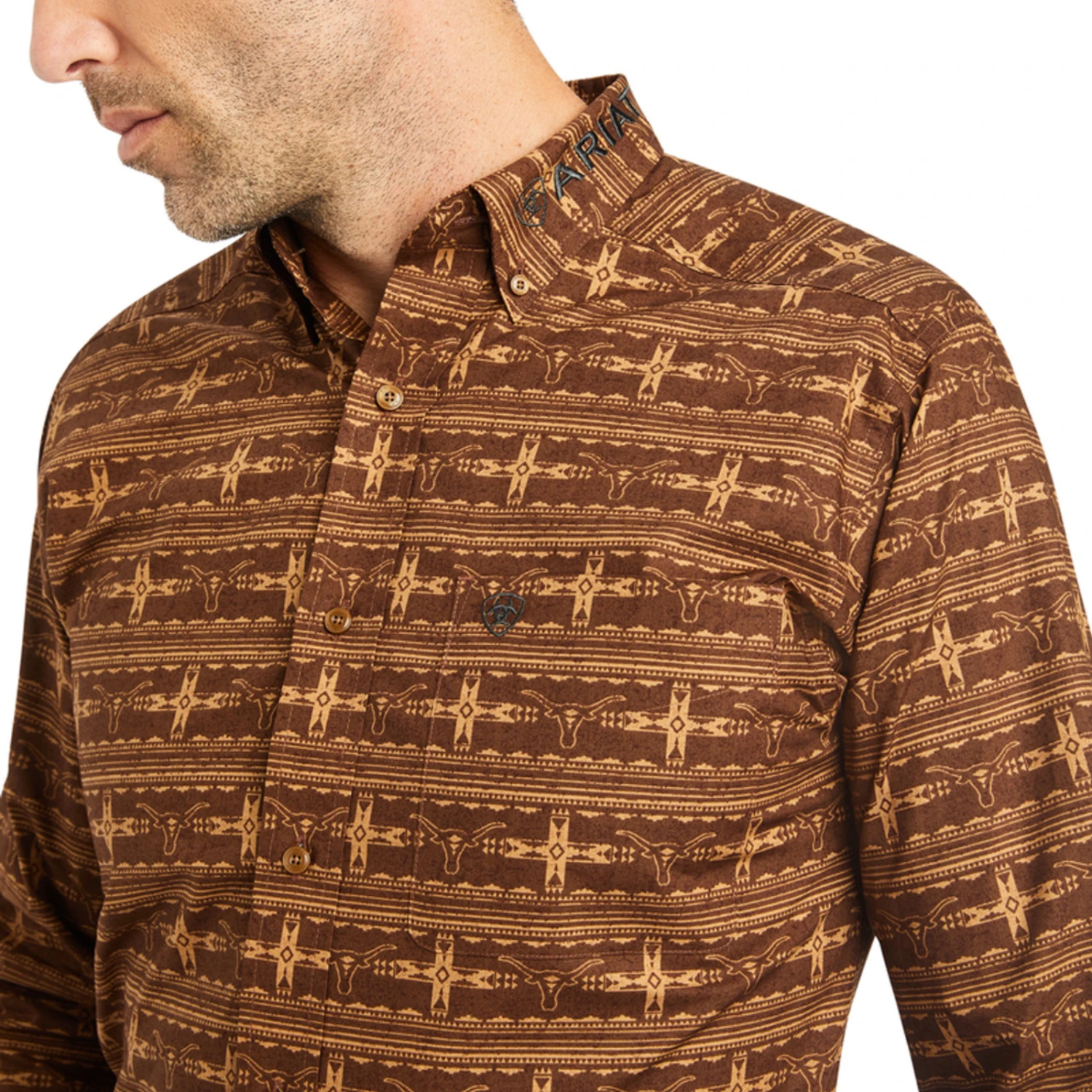 Ariat® Men's Team Toffee Brown Colter Fitted Button Down Shirt 10042353 3 Ariat® Men's Team Toffee Brown Colter Fitted Button Down Shirt 10042353 - Image 3