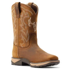 Ariat® Ladies Anthem Deer H2O Distressed Brown Boots 10042593 -Ariat Style 10042593 medial
