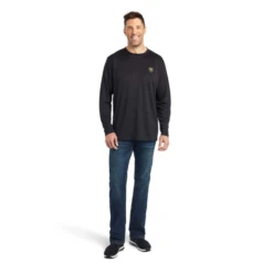 Ariat® Men's Long Sleeves Charger Logo Black Heather Shirt 10042607 -Ariat Style 10042607c