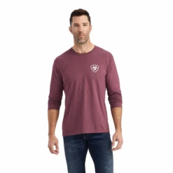 Ariat® Men's Long Sleeves Type Crest Burgundy Heather T-shirt 10042783