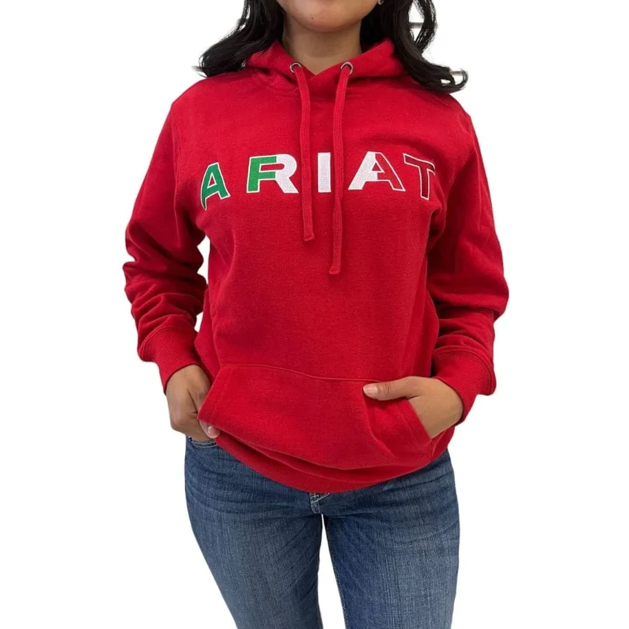 Ariat® Ladies Mexico Logo Red Pullover Hoodie 10043066 1 Ariat® Ladies Mexico Logo Red Pullover Hoodie 10043066