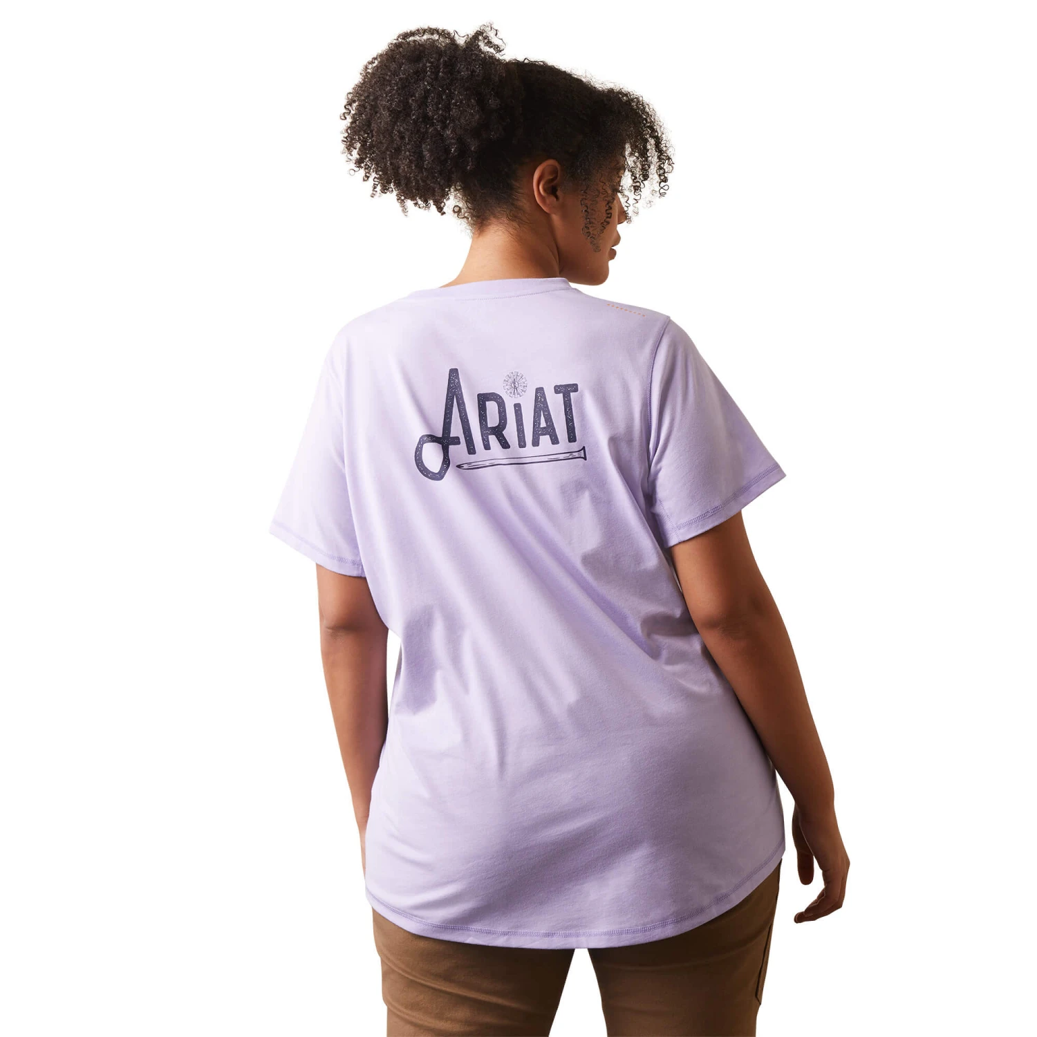 Ariat® Ladies Rebar Workman Logo Graphic Lavender T-Shirt 10043304 4 Ariat® Ladies Rebar Workman Logo Graphic Lavender T-Shirt 10043304 - Image 4
