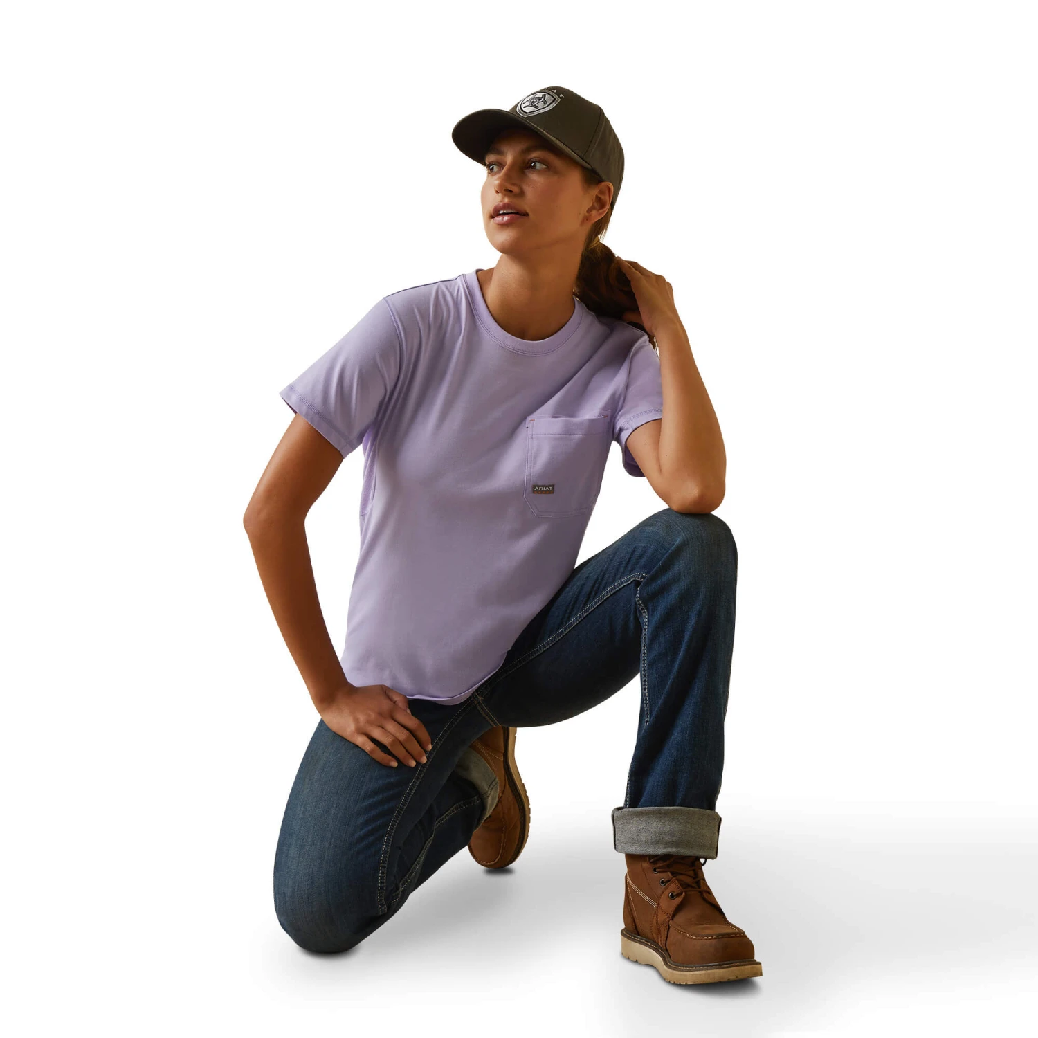 Ariat® Ladies Rebar Workman Logo Graphic Lavender T-Shirt 10043304 7 Ariat® Ladies Rebar Workman Logo Graphic Lavender T-Shirt 10043304 - Image 7