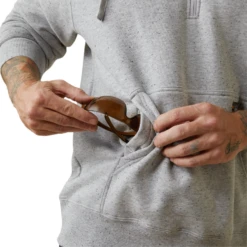 Ariat® Men's Rebar Workman 1/4 Zip Heather Grey Hoodie 10043367 -Ariat Style 10043367e