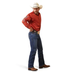 Ariat Men's Team Logo Twill Easy Tiger Orange Button Up Shirt 10043522 -Ariat Style 10043522 full 1