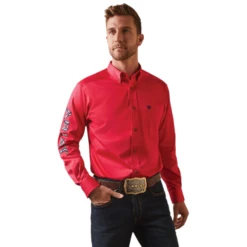 Ariat® Men's Team Logo Classic Azalea Button Down Shirt 10043567